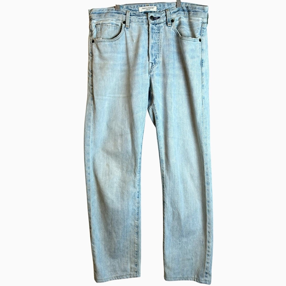 Levi's Made & Crafted Ruler Straight Jeans 32W 30L Button Fly Light Wash Denim